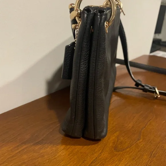 Coach Black Leather Crossbody with Gold-Tone Accents - Picture 10 of 10